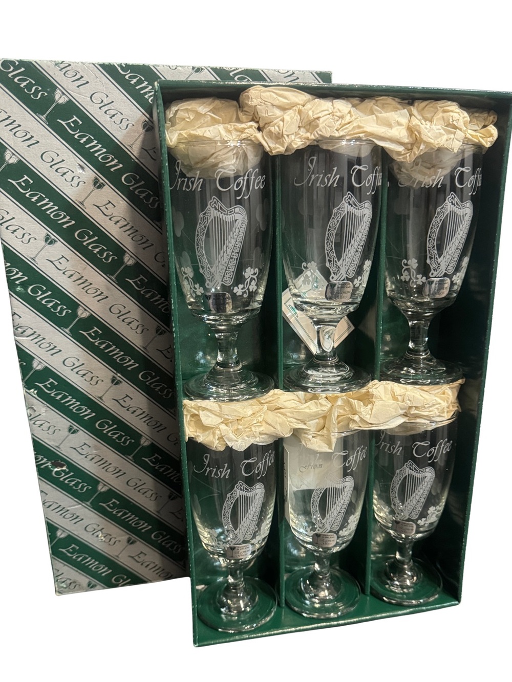 Vtg Irish Coffee Stemmed Glasses Set - Clear — STILL in box